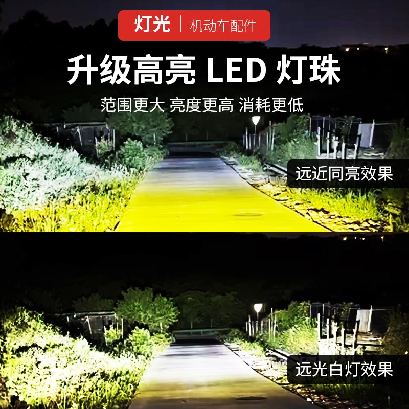 电动车灯摩托车超亮led前大灯外置改装12v60强光透镜Y铺路射灯通