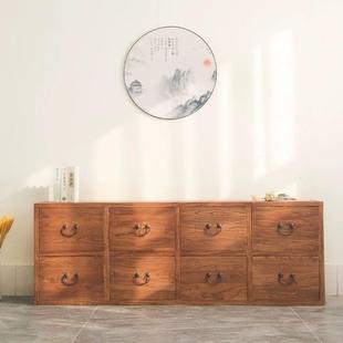 榆木斗柜八斗柜床头柜卧室柜复古电视柜落地收纳柜实木地柜储物柜