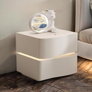 奶油风床头柜现代简约家用卧室小型收纳柜置物架创意2023新款
