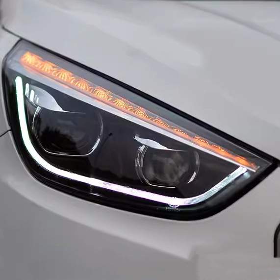 专用于现代IX35大灯总成10-15款改装LED日行灯LED转向灯双光透镜