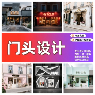 店面门头设计奶茶服装蛋糕美容美甲餐饮招牌LOGO广告灯箱3D效果图