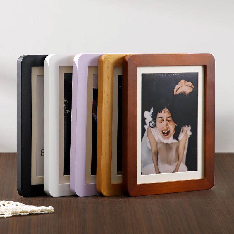 直销新款创意圆角实木相框挂墙6寸7寸8寸10寸A4卡纸相框摆台画框