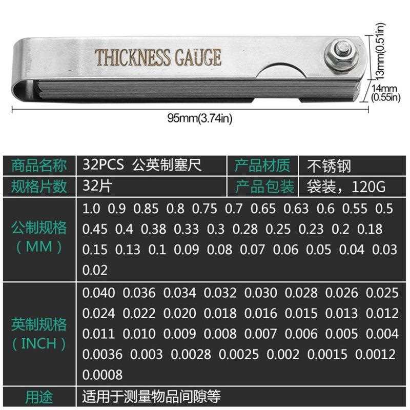 直销新款0.02-1.0mm塞规塞尺片间隙尺厚薄规塞尺32pcs不锈钢高精