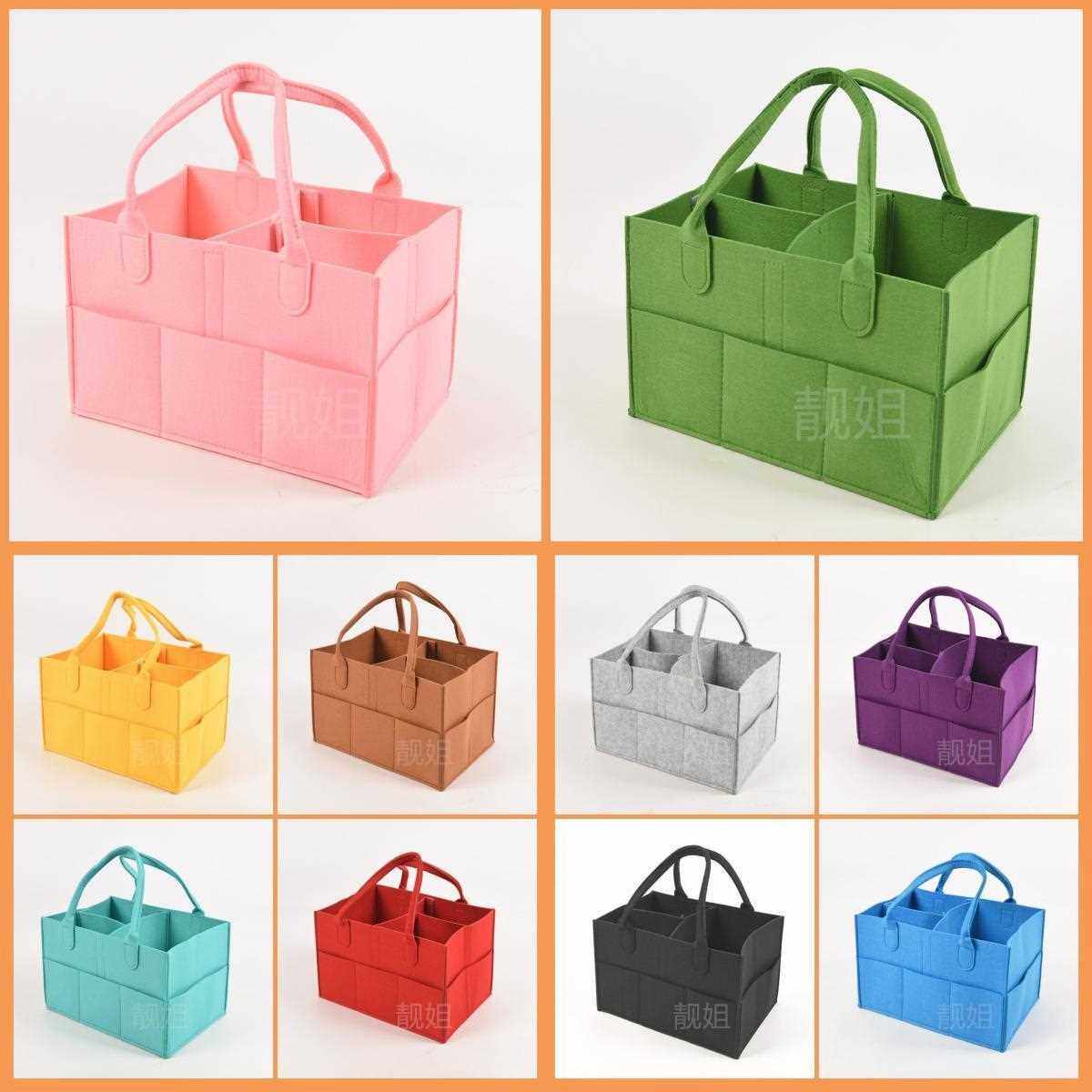 直销新款毛毡尿不湿收纳袋手提毛毡尿布包母婴旅行收纳妈咪包多色