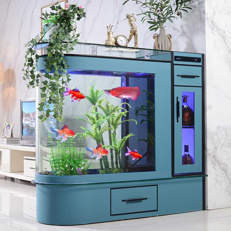 新款直销鱼缸屏风客厅隔断酒柜轻奢风大型开放式水族箱玻璃免换水