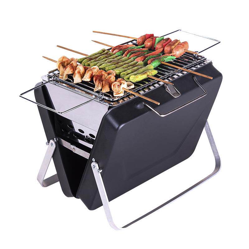 新款直销bbq户外折叠烧烤炉中号黑钢烤串炉便携加厚野营烧烤架