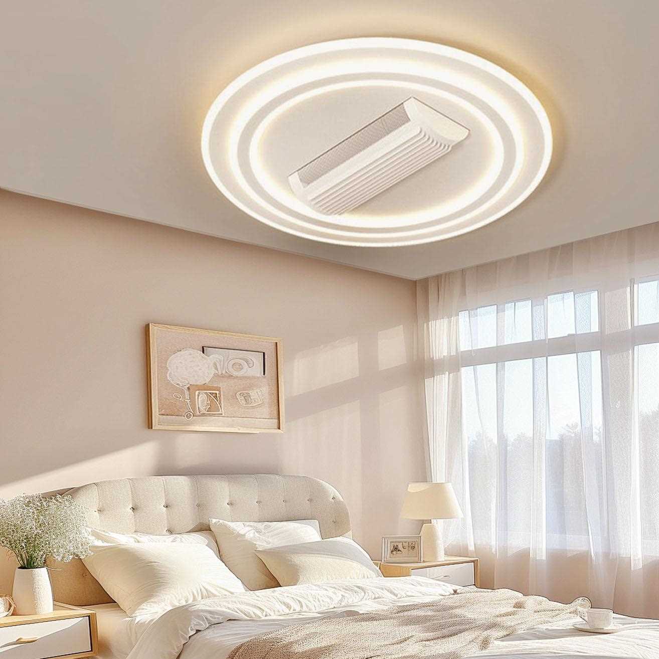 直销新款全光谱护眼新款无叶风扇灯客厅主灯卧室餐厅大气智能电扇