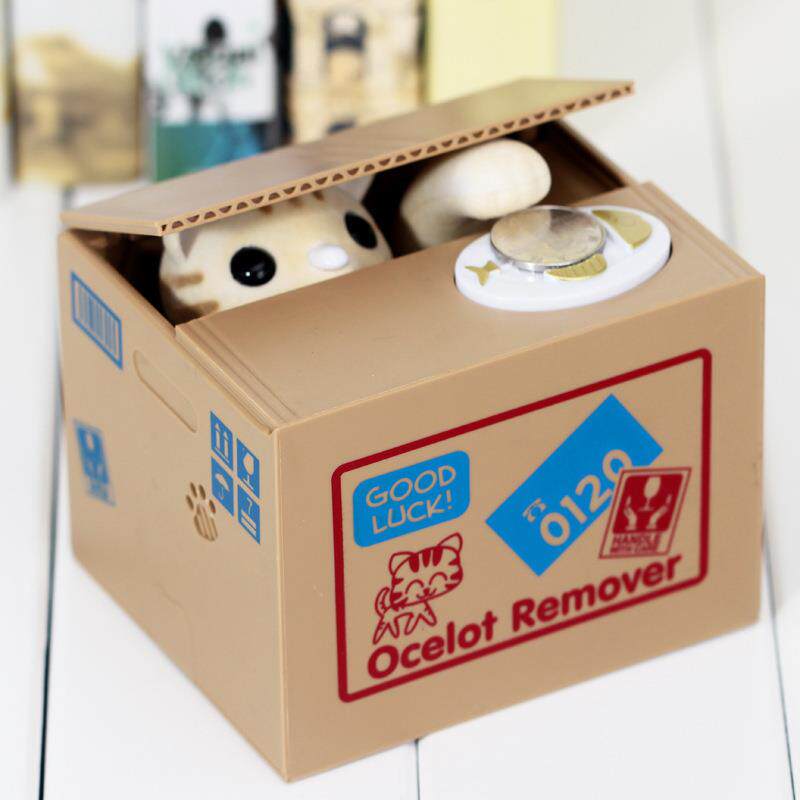 新款直销新款礼品卡通可爱创意吃钱猫储蓄偷钱猫储钱电动存钱跨境