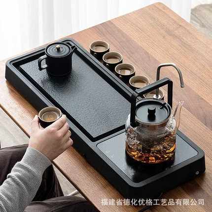 直销新款全自动一体式茶盘套装仿乌金石干泡茶台家用功夫茶具烧水