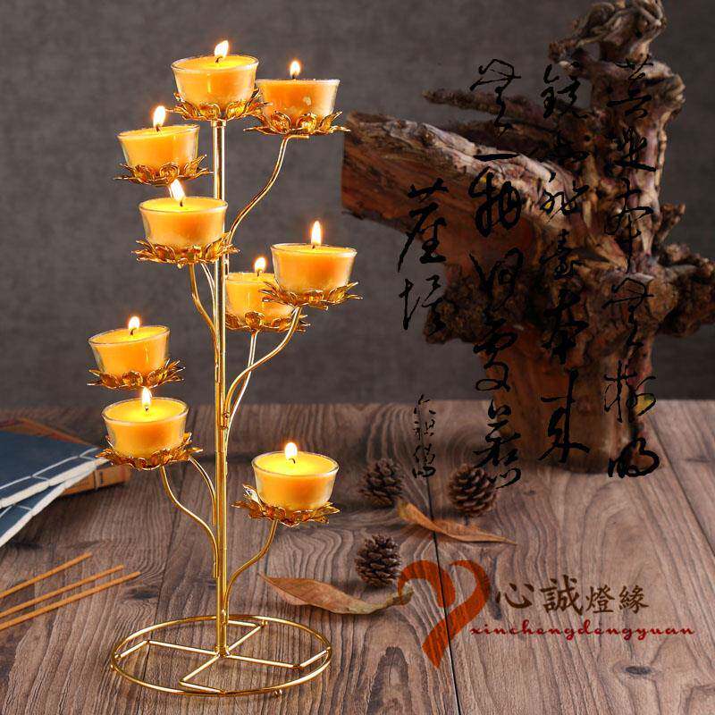 厂促供奉九品九盏九星灯莲花酥油灯座灯架步步高佛具佛具用品佛供