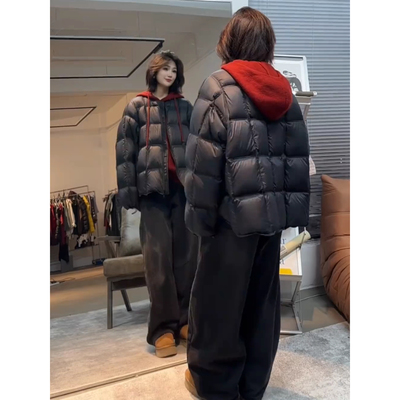 黑色短款泡芙羽绒棉服女秋冬装新款流行轻薄保暖爆款面包服厚外套