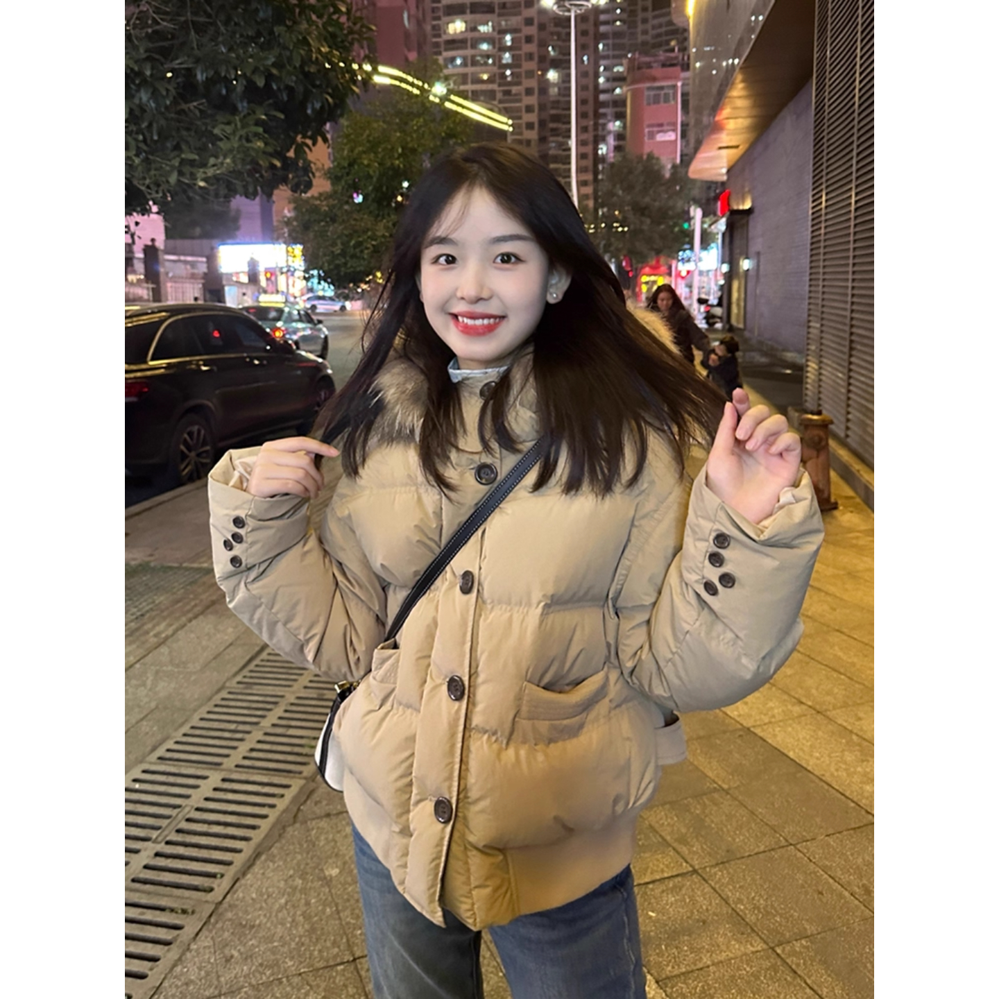 加厚羽绒棉服女秋冬季新款超好看韩系棉衣毛领短款小个子棉袄外套