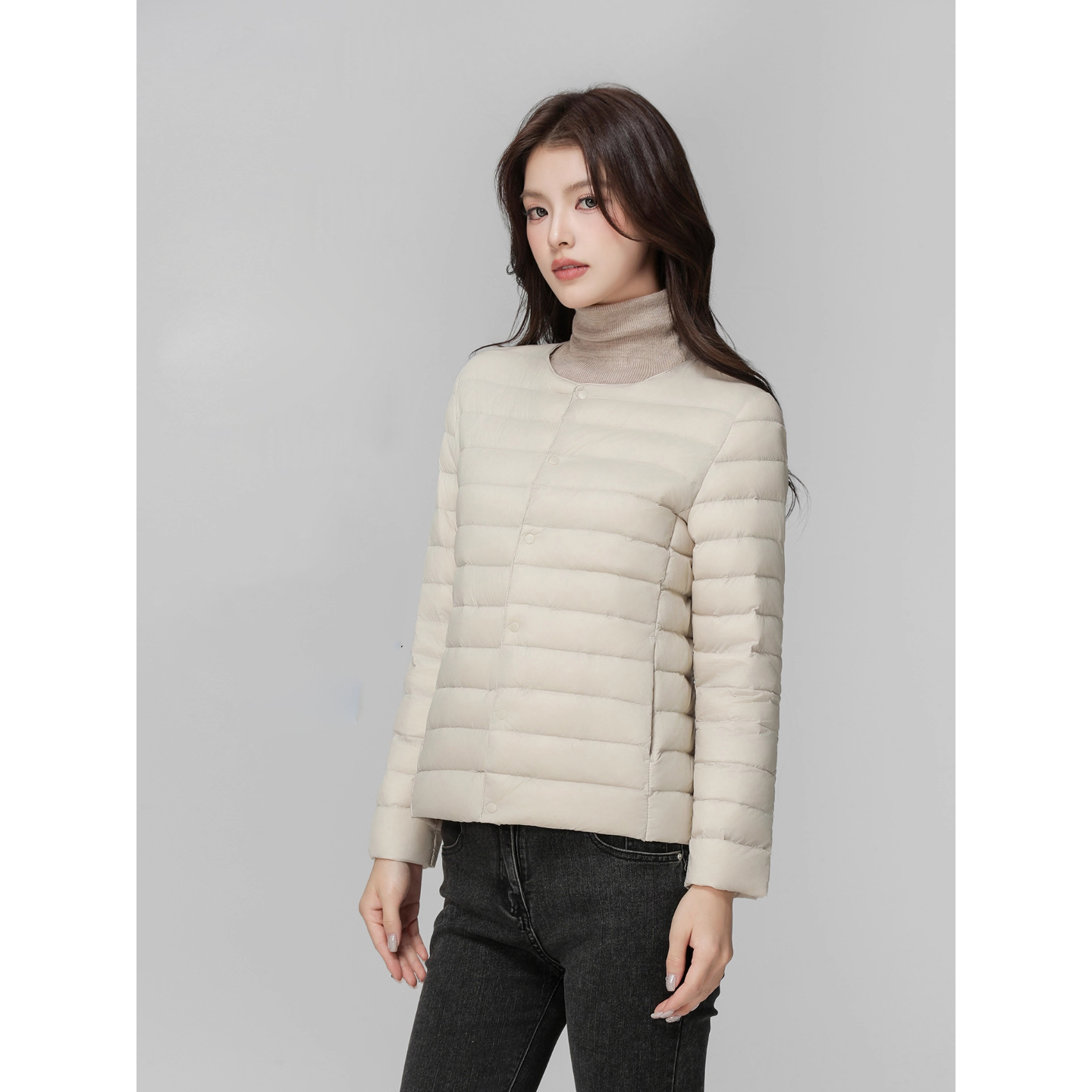 轻薄羽绒棉服女士短款秋冬季新款韩版修身圆领打底小棉袄保暖外套