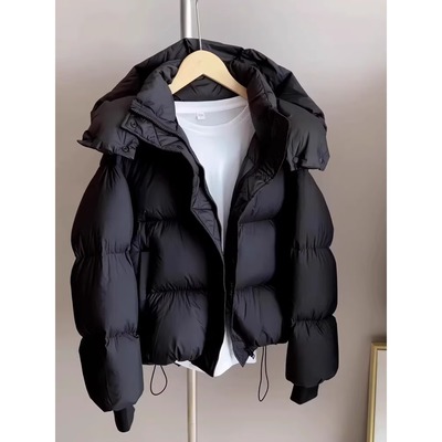 连帽羽绒棉服女短款秋冬季新款小个子加厚棉衣面包服外套宽松棉袄