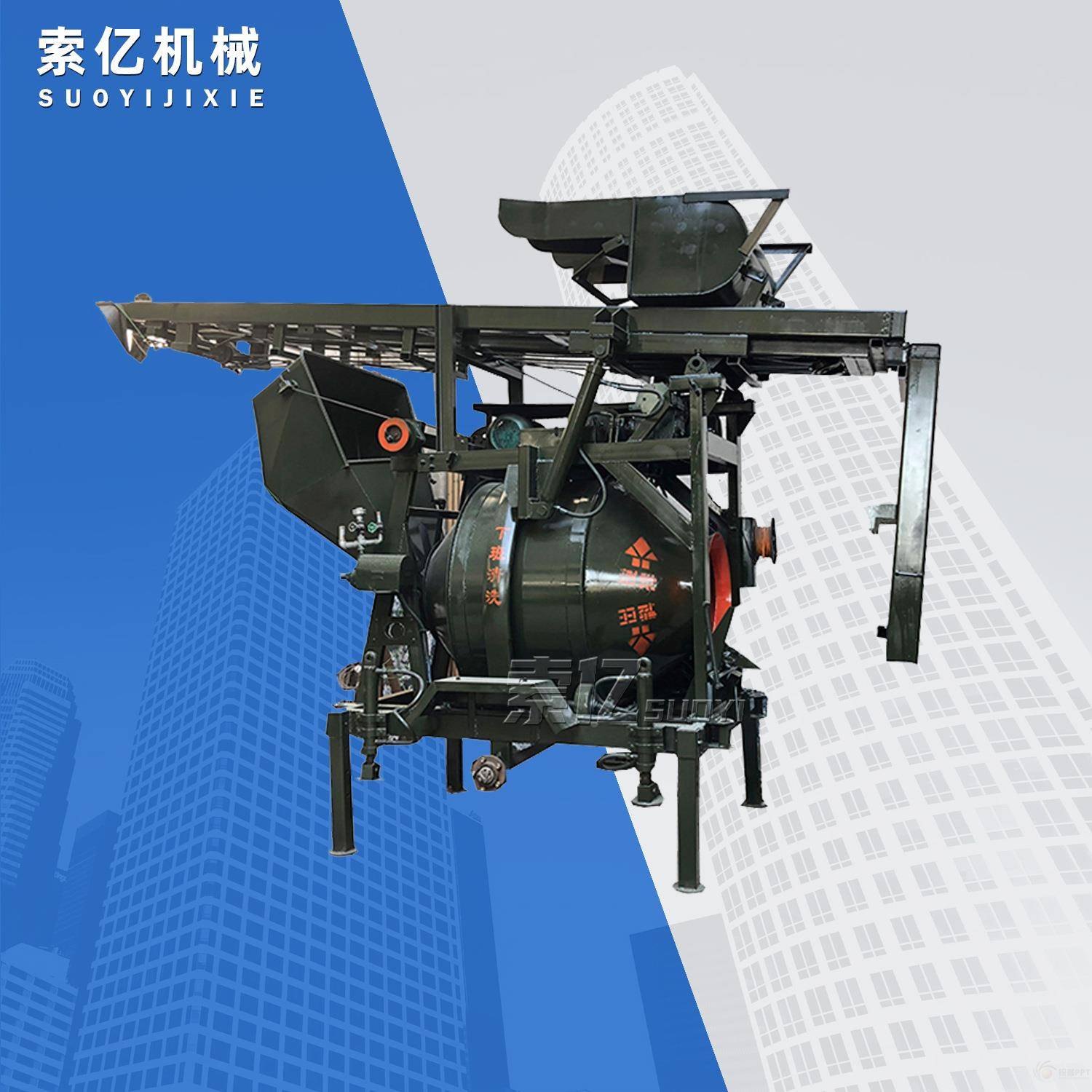 移动式液压爬梯搅拌机 混凝土提升上料搅拌机 自动折叠梯子搅拌机