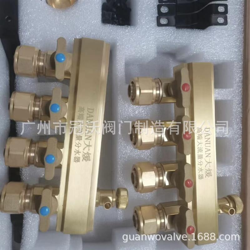 广东佛山日丰分水器4分地暖管家用全铜一体锻造工程日丰管件阀门