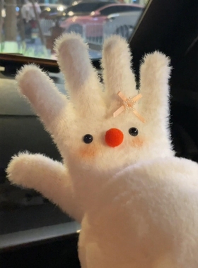 小雪人毛绒手套骑行骑车冬保暖御寒女加绒加厚学生分指高颜值可爱