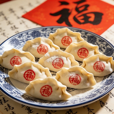 福字压饺皮，福气不溜走！