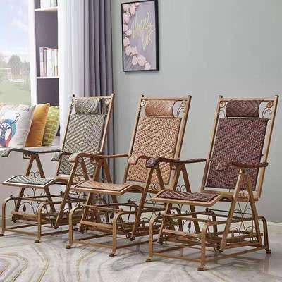 新中式pe藤椅靠背椅雕花藤椅夏季午休纳凉编藤凉椅