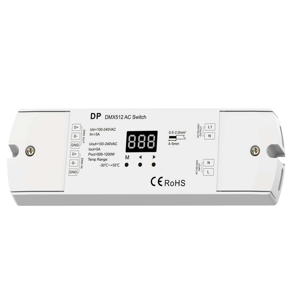 DP MX512解码AC开关 适不需要调光的照明系统500-1200W按键设地址