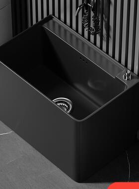 2025新款家用黑色陶瓷拖把池阳台拖把盆卫生间洗拖布池大号墩布池