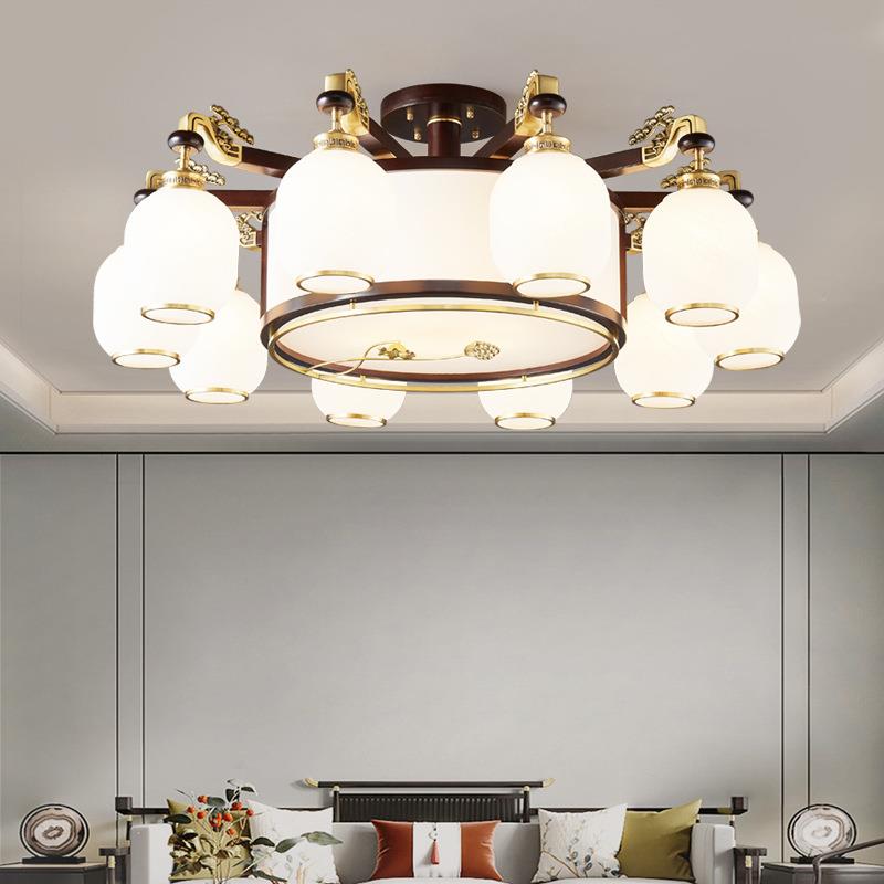 新中式全铜吊灯简约现代客厅灯卧室灯中国风大气家用餐厅吸顶灯具