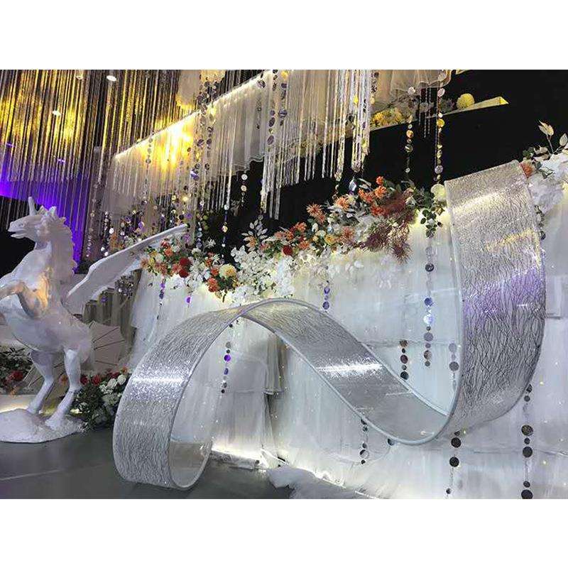 欧式创意摆件亮条波纹自由曲线婚礼舞台布置装饰婚庆路引吊顶挂饰