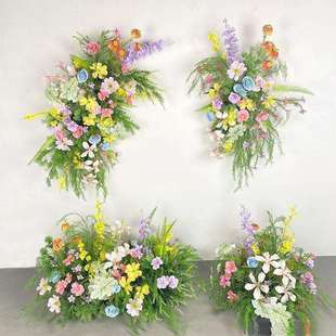 森系莫奈婚庆花园仿真花地排花排绢花婚礼布置路引订婚装 饰花艺