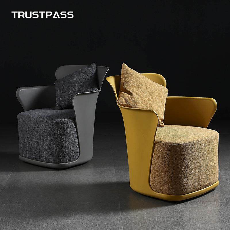 北欧创意单人沙发设计师懒人老虎椅家用卧室轻奢休闲布艺洽谈椅子