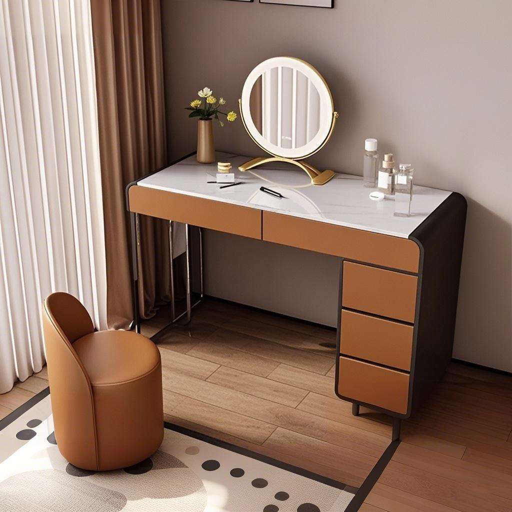 新款中古风实木梳妆台斗柜一体卧室现代简约小户型化妆桌化妆台