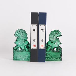 新中式样板房间客厅书房书档摆件对狮书靠书立书桌软装饰品陈设