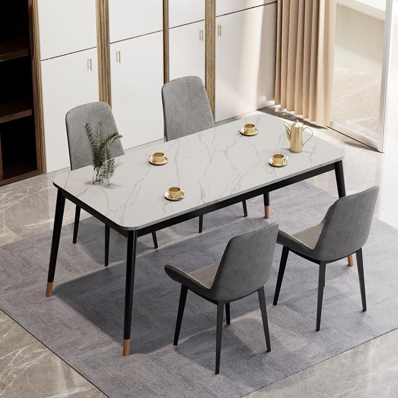 简约岩板餐桌椅现代简约家用小户型长方形餐桌椅组合餐厅奶茶店桌