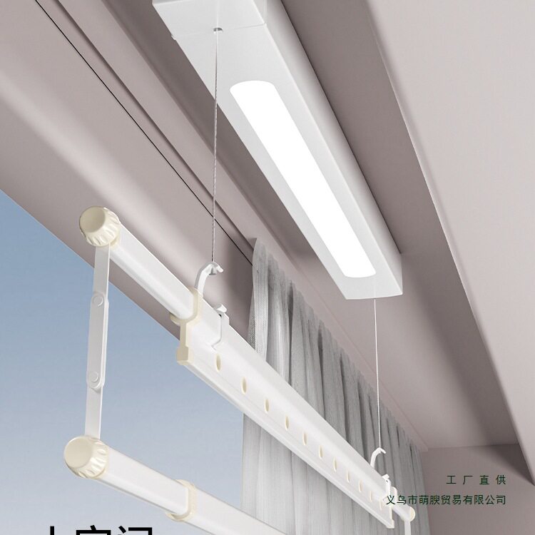 单杆电动晾衣架小尺寸户型阳台遥控升降侧装家用自动窗帘盒内极窄图片