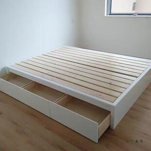 全实木抽屉床1.2米1.5米卧室落地现代简约榻榻米小户型儿童储物床