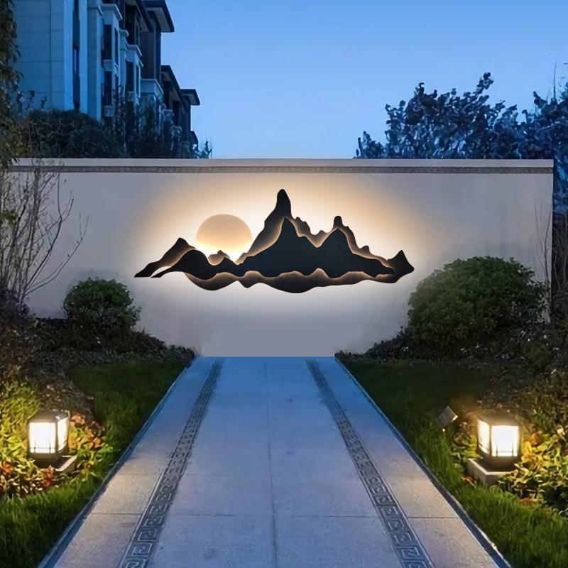 庭院围墙外墙壁灯户外防水花园景观室外别墅中式山水造景园林工程