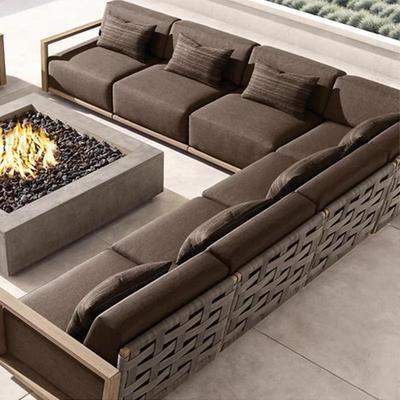 户外高端柚木沙发庭院北欧藤编沙发露天花园休闲家具组合藤椅躺床