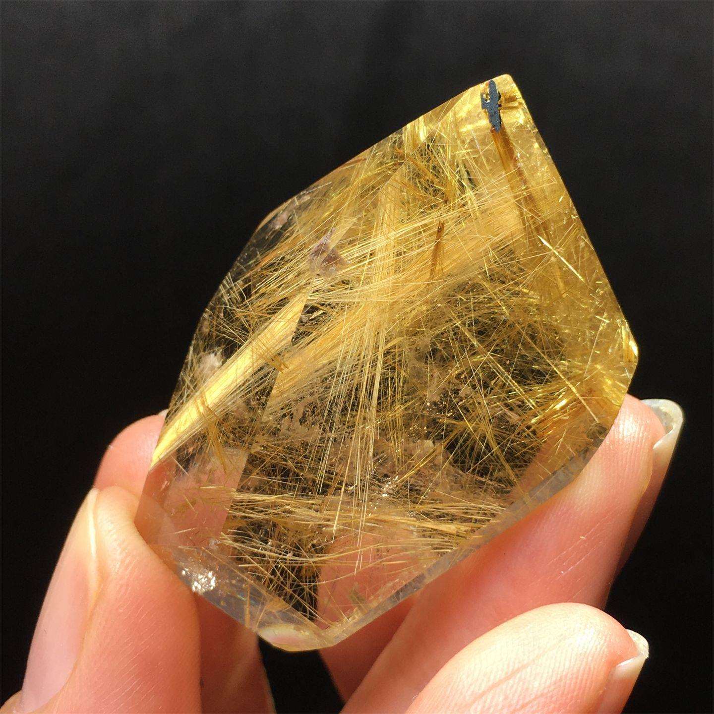 天然水晶金发晶金钛晶随形摆件精品原石打磨多面体随形摆件