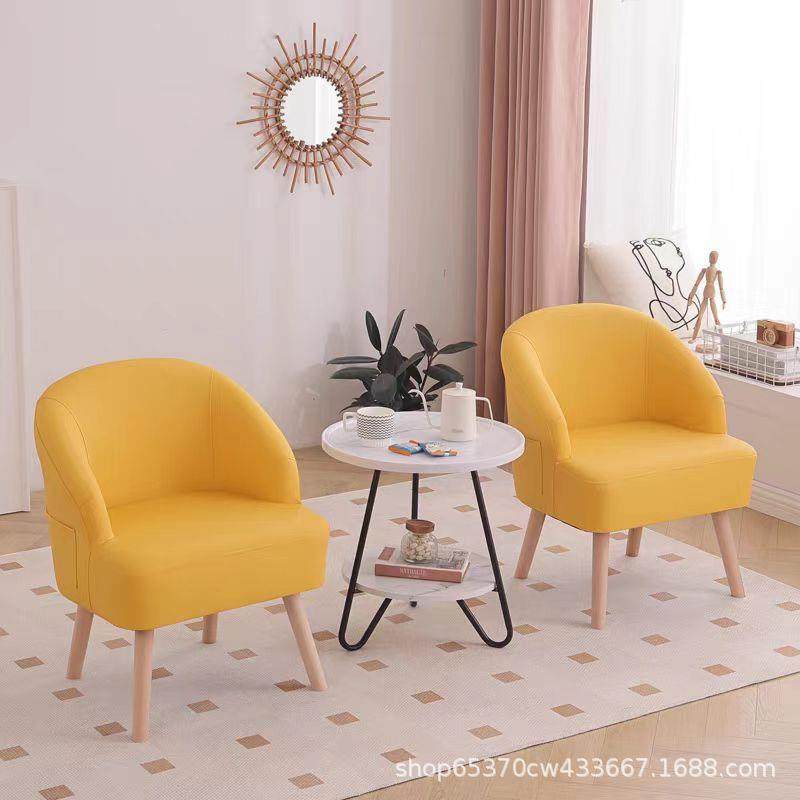 单人沙发椅客厅阳台卧室实木懒人沙发免洗科技布小户型沙发椅单人