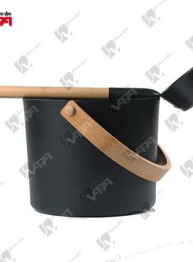 直销出口型桑拿铝桶铝勺7L喷涂黑色铝桶桑拿房配件