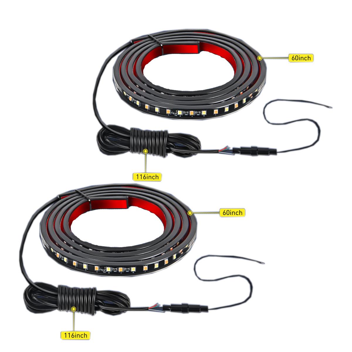 双色黄+白汽车侧边踏板灯60英寸2835LED皮卡车行车白光转向流水灯