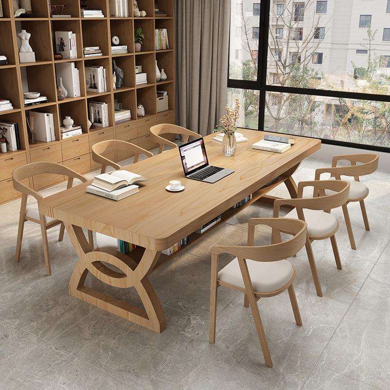 实木客厅长书桌大板桌双层学习桌绘画书法桌家用创意工作台会议桌