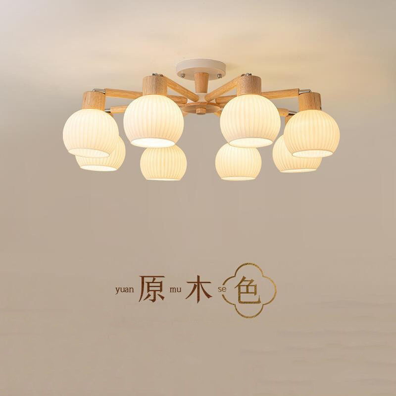 客厅主灯吊灯简约现代大气原木风灯具中古北欧日式实木卧室餐厅灯