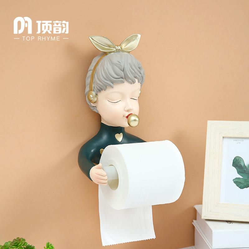 泡泡女孩创意卡通可爱麋鹿纸巾架卫生间纸巾卷纸壁挂式毛巾置物架