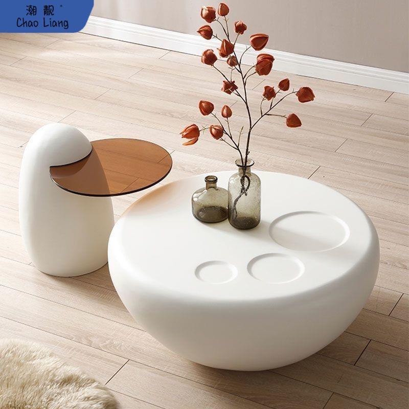 奶油风客厅家用小户型猫爪茶几桌现代简约轻奢新款茶几高级艺术感