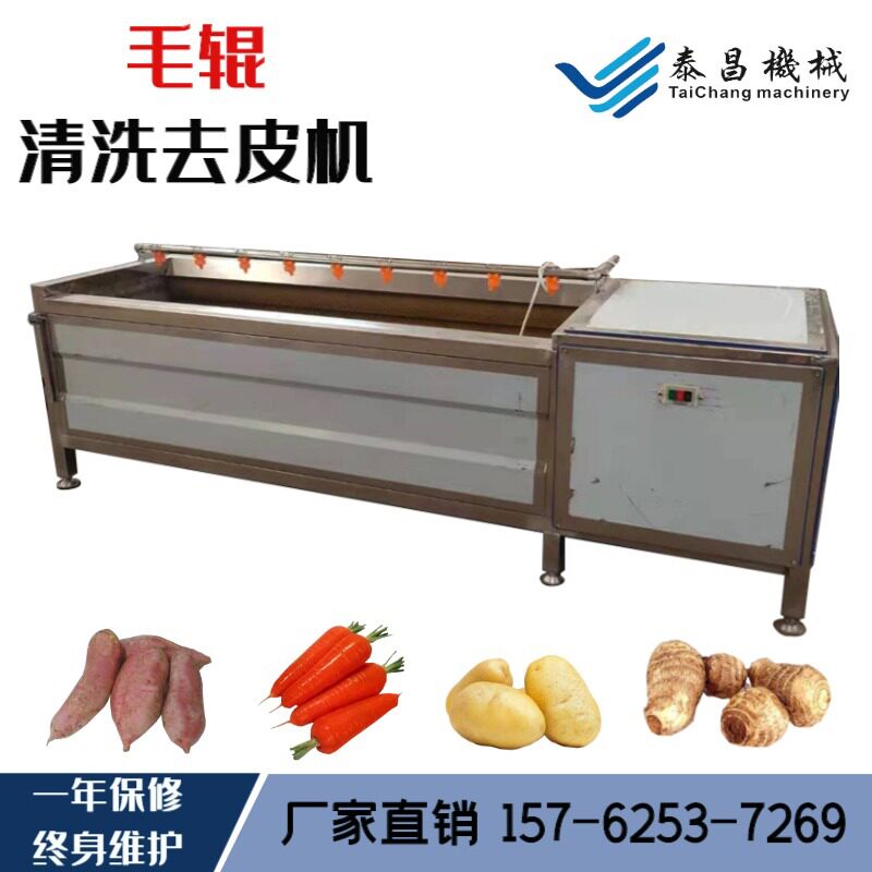 新品萝卜莲藕毛辊清洗机红薯土豆去皮清洗设备软毛刷去泥清洗机器