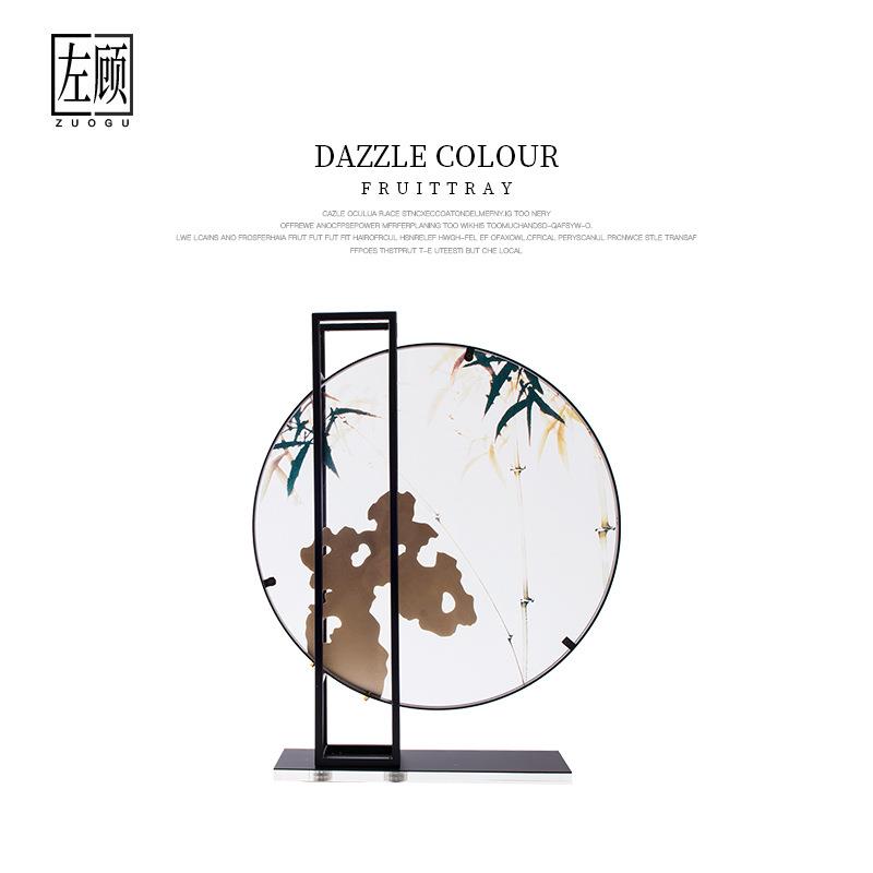 新中式工艺品水墨纹理亚克力摆件样板间客厅桌面玄关软装家居饰品