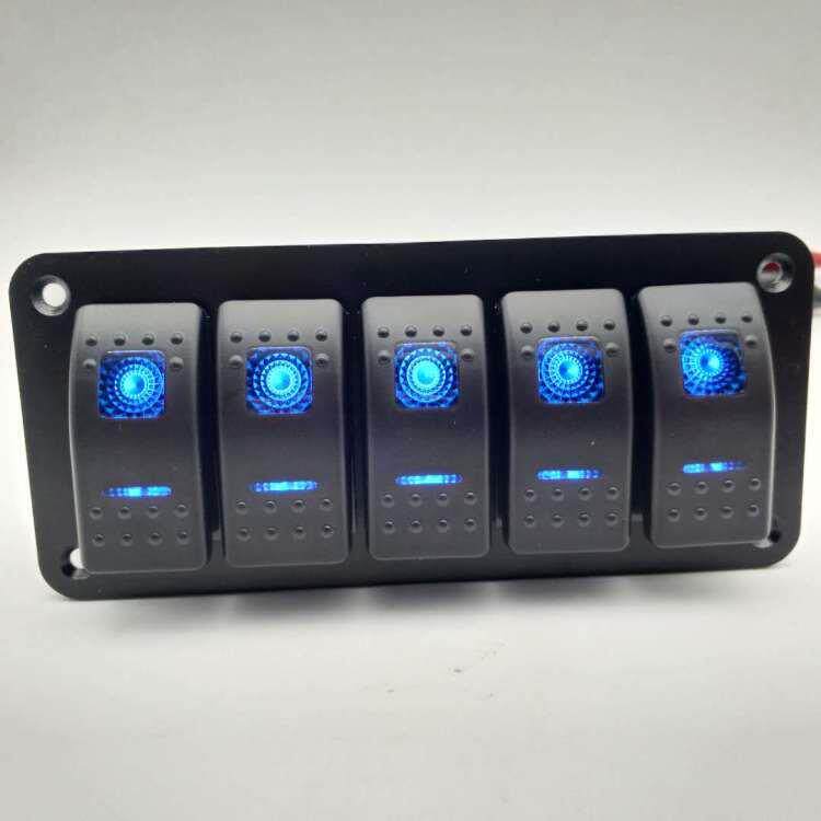 汽车改装开关5位开关面板给合船形开关游艇大灯多位按键一体cc
