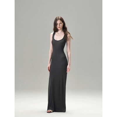 MISSCHANGE设计师品牌 2025天丝新款吊带连衣裙女收腰显瘦长裙