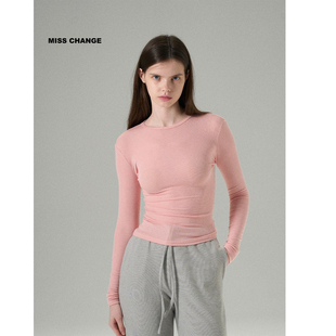 超薄保暖细腻柔软打底衫 MISSCHANGE设 天丝28%羊毛T恤 可穿 四季