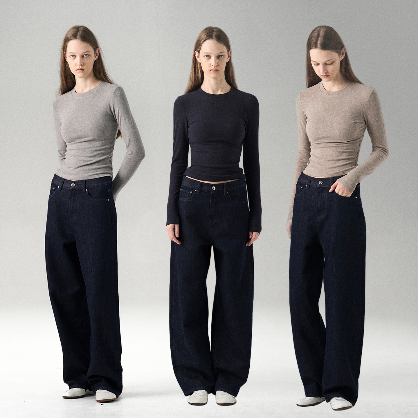 MISS CHANGE 天丝羊毛加厚长袖T恤女圆领修身显瘦双面磨毛打底衫